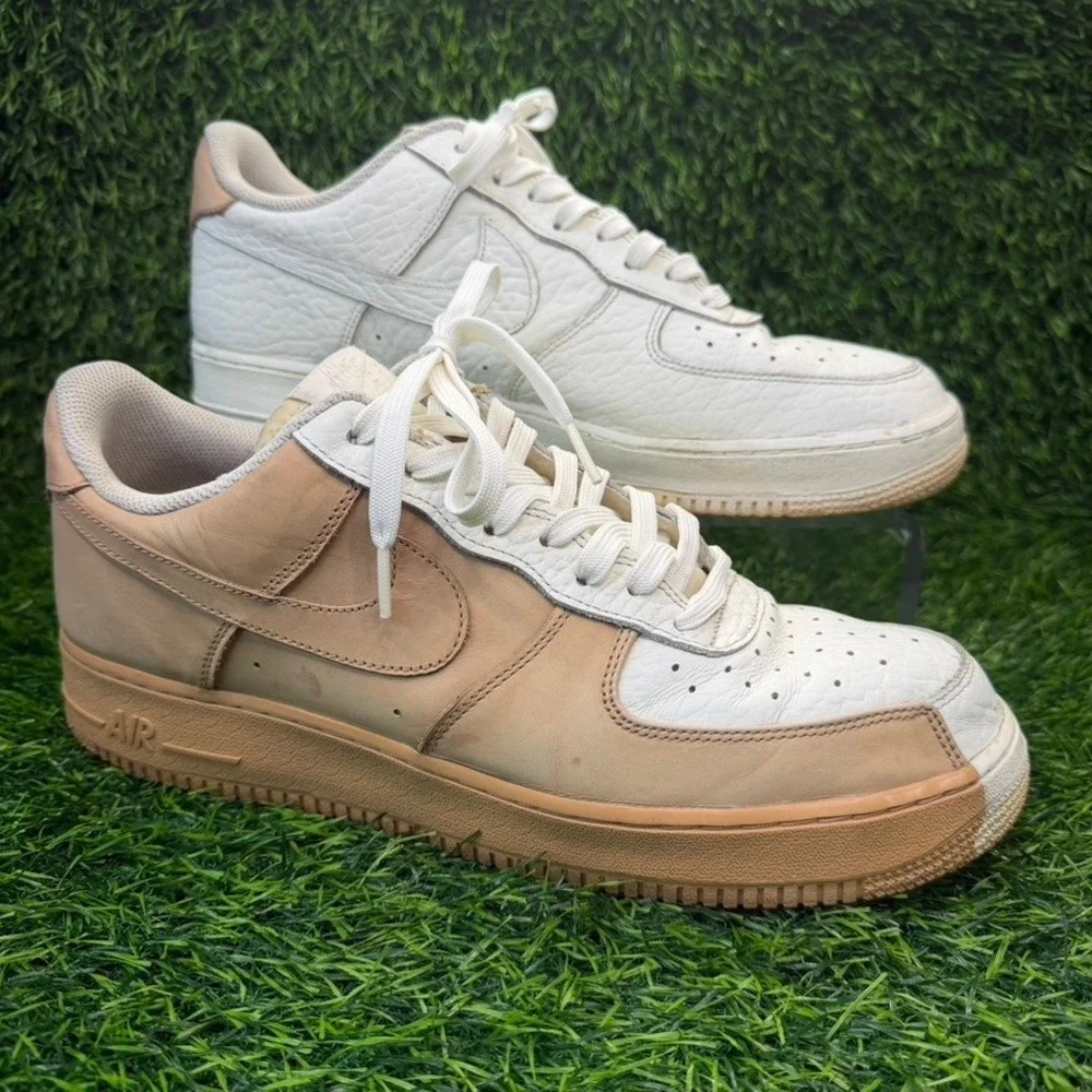 Nike Air Force 1 Mens 12 Premium Split White Tan Low Top 905345-105 2017
